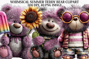 Whimsical Summer Teddy Bear Clipart, a Seasonal Illustration by Canvas Craft (Thumbnail 1 of 7)