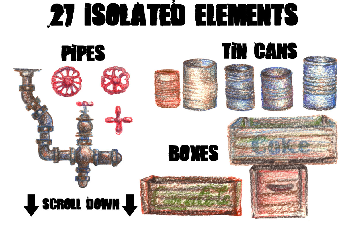 Vintage Factory Graphic Set, a Texture Illustration by WBS Design (Photo 3 of 5)