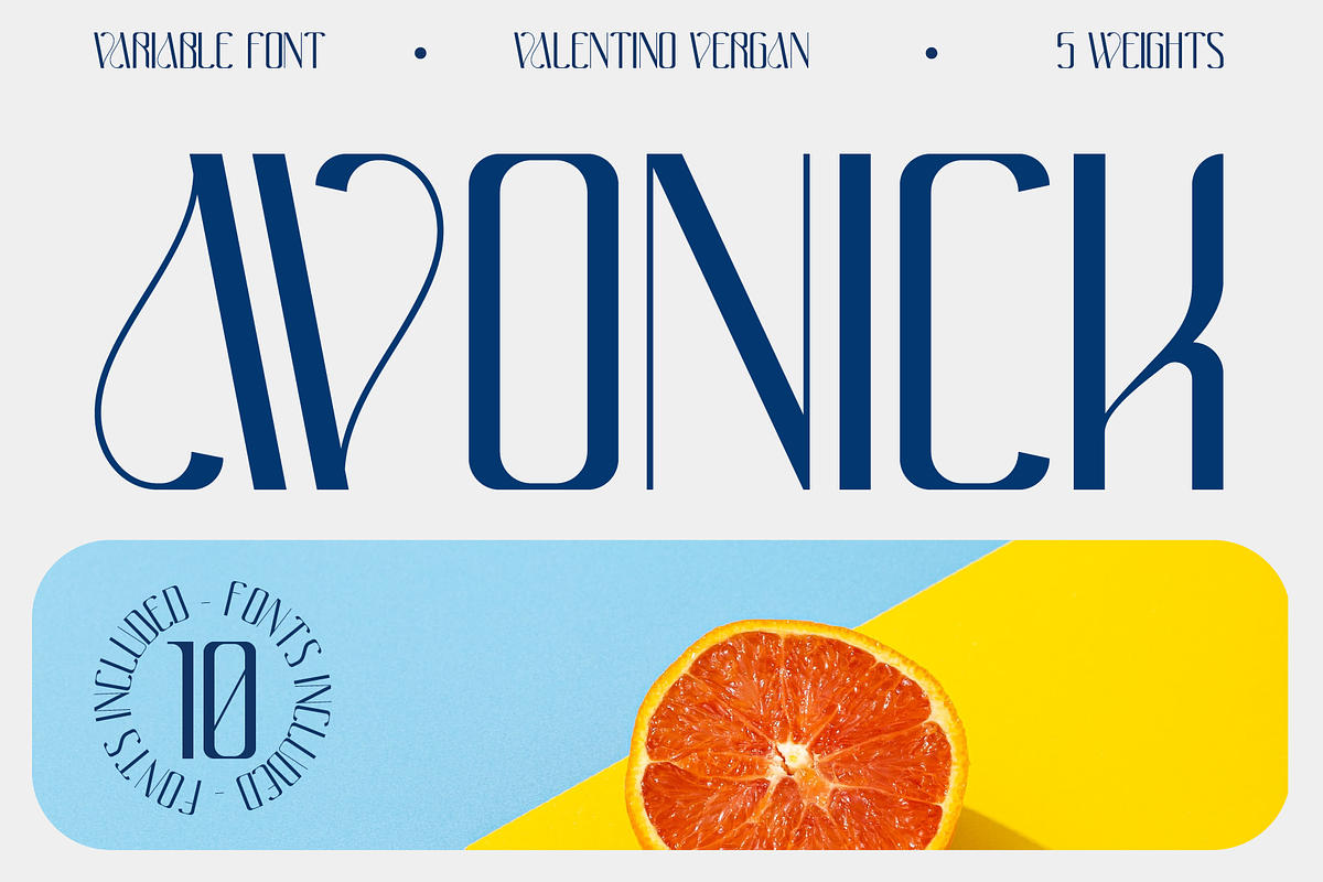Avonick - Variable Font Family, a Sans Serif Font by Valentino Vergan (Photo 1 of 11)