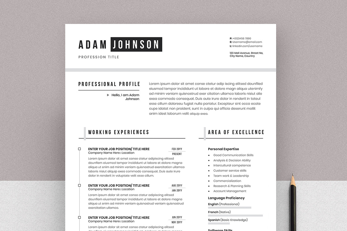 Clean Resume Cv Template Word Pages, a Resume Template by Tbunny (Photo 5 of 7)
