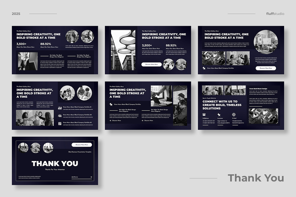 Black Google Slides Template preview 3