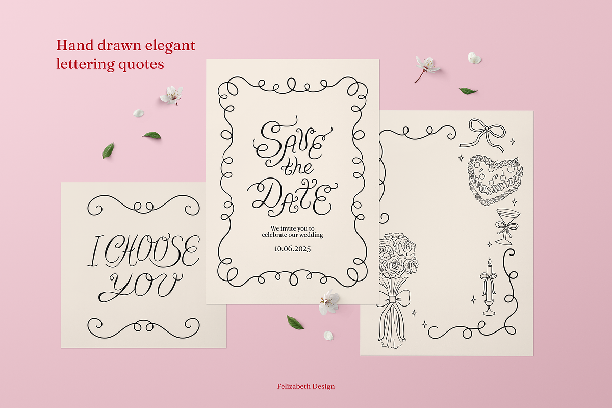 Coquette Wedding Cliparts & Frames, an Object Illustration by Felizabeth Design (Photo 8 of 14)