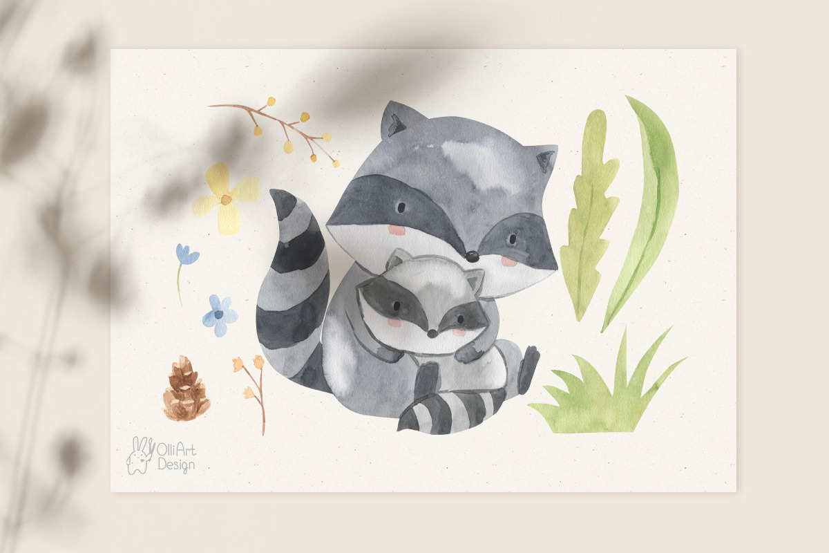 MOTHER AND BABY. Woodland animal, an Animal Illustration by OlliArtDesign (Photo 13 of 14)