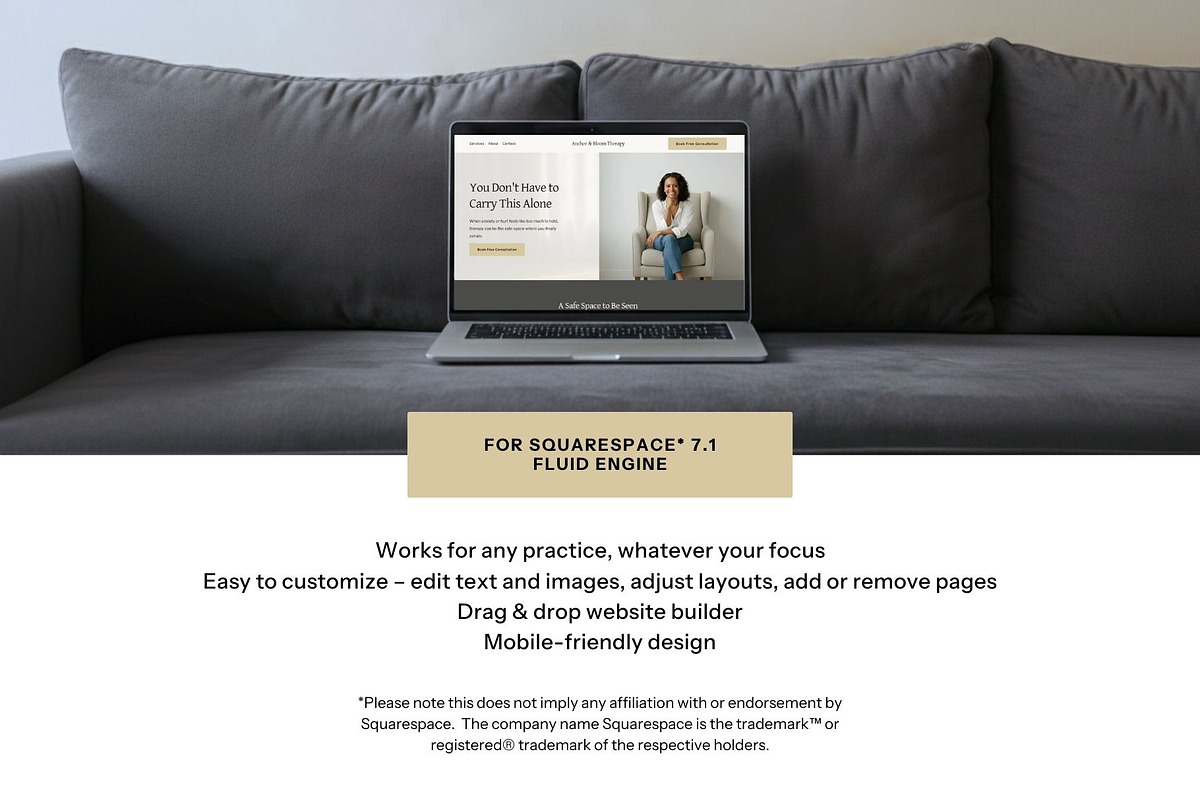 Therapist Squarespace Template, a Squarespace Template by Pretty Boss Designs (Photo 3 of 6)