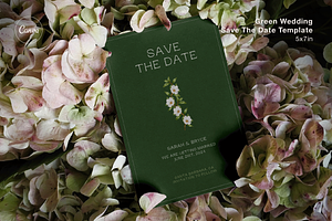 Green Floral Save The Date Template, an Invitation Template by Paraná Studio