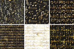 Gold Handwritten Music Seamless