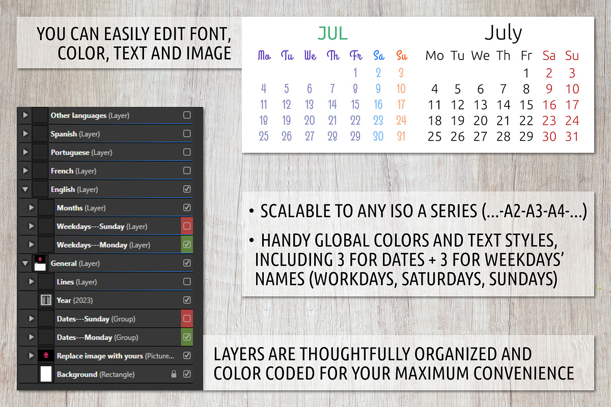 Alfa Calendar Creator 2023, a Stationery Template by inimalGraphic (Photo 2 of 7)