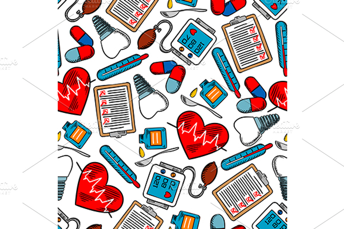 Seamless pattern of medical icons, a Pattern Graphic by Vector Tradition