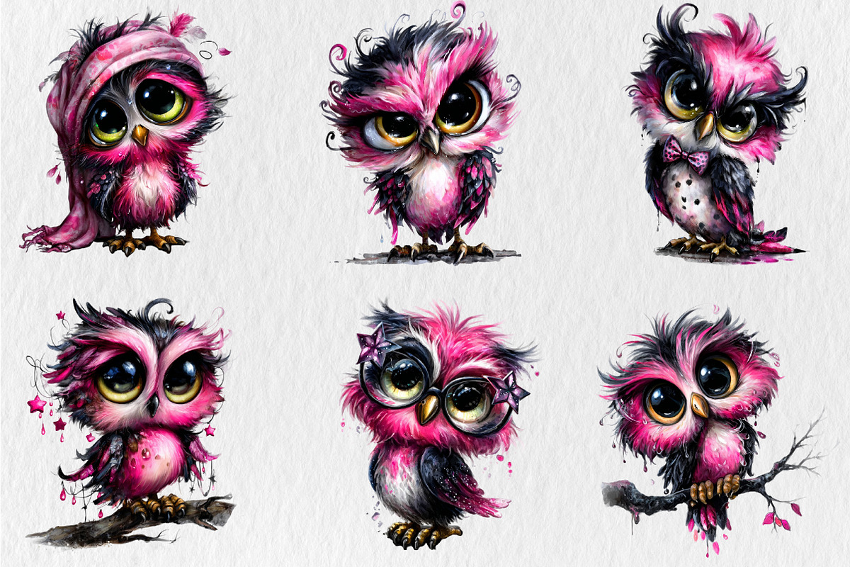 Whimsical Quirky Owl Clipart, a Seasonal Illustration by Rose Art (Photo 3 of 7)
