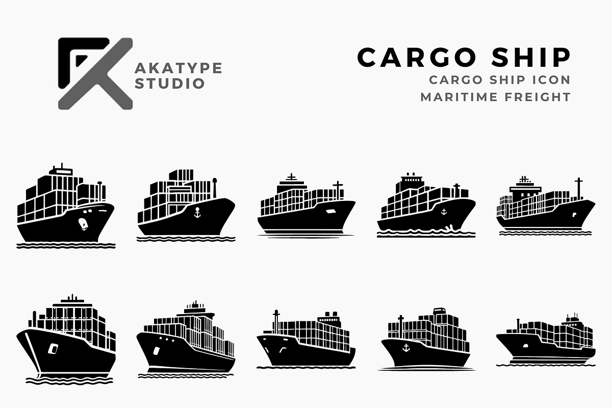 Cargo Ship Icon Vector, a Solid Icon by Akatype Studio (Photo 1 of 3)