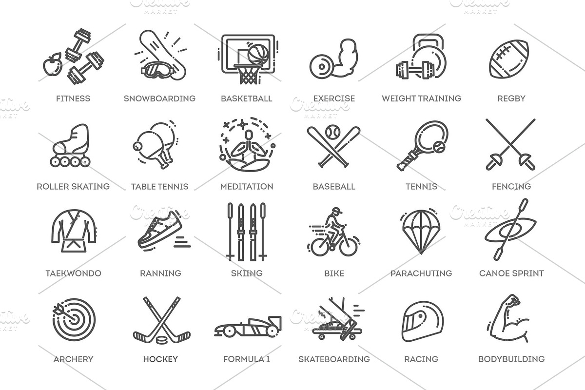 Web Set of Fittness, an Outline Icon by Tettygreen (Photo 2 of 2)