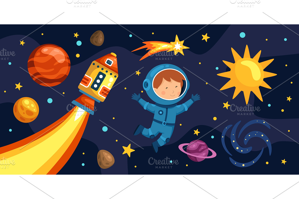 Children outer space. Kids, an Illustration by Stock-Smart-Start