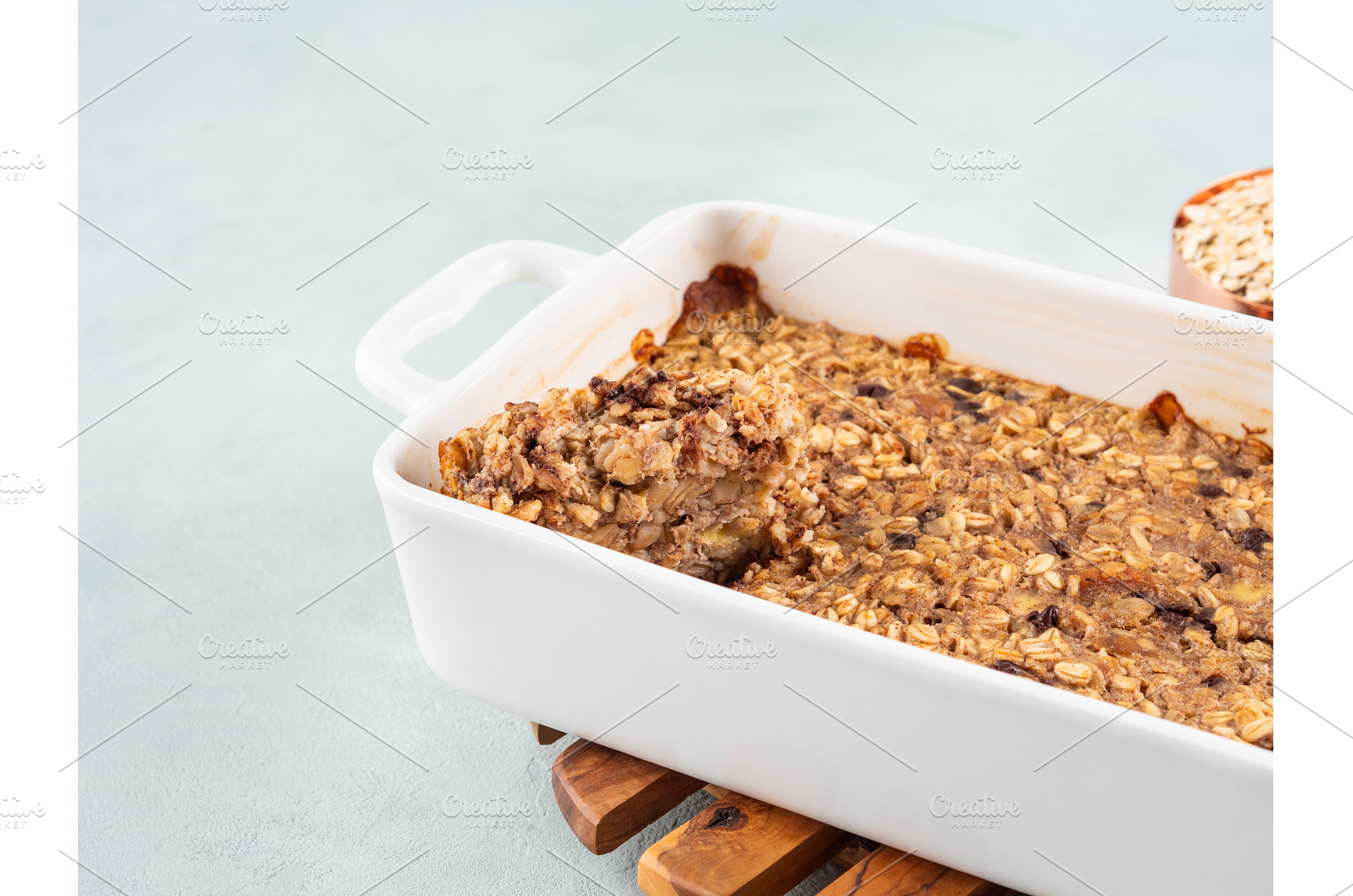 Vegan oatmeal banana cake in white, a Food & Drink Photo by Lifemorning