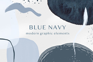 Set Abstract Blue Navy Shapes