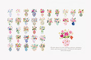 watercolor floral vase clipart set, a Decorative Illustration by Patishop Art (Thumbnail 7 of 7)