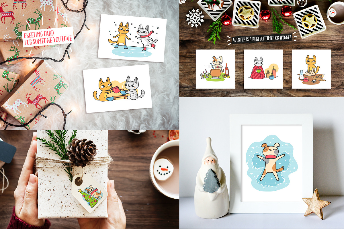 Cats&Dogs Winter Set, an Animal Illustration by Nina's Illustration Shop (Photo 5 of 6)