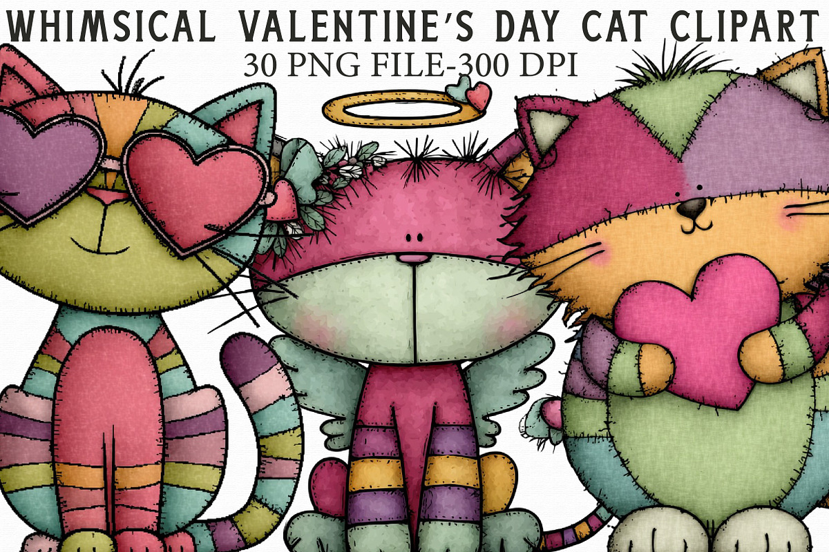 Whimsical Valentine’s Day Cat Clipar, an Illustration by Libby Wishes (Photo 1 of 7)