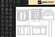 150 Window Procreate stamps brushes, a Brush Add-On by DrawingStoryShop (Thumbnail 3 of 6)