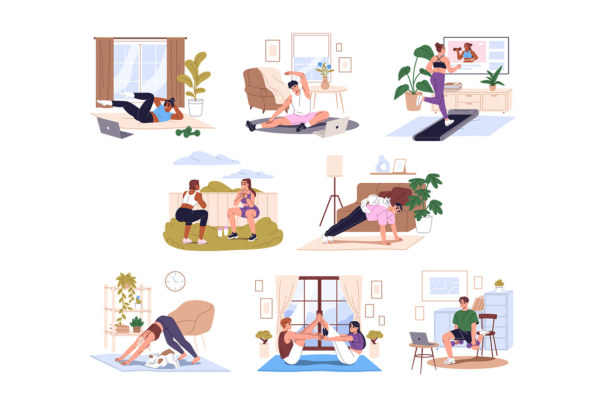 People do sports, home workout set, a Sport Illustration by PaperTrident (Photo 1 of 9)