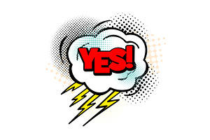 Yes word in comic speech bubble boom, an Object Illustration by Nenahliadava Design