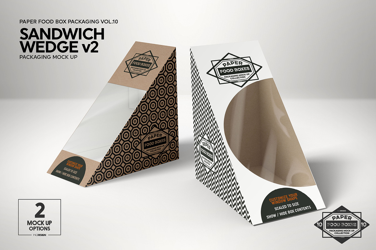Sandwich Wedge Box v2 Mockup, a Packaging Mockup by INCDesign (Photo 4 of 6)