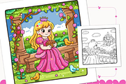 Cute Princess Coloring Pages for Kid, a Decorative Illustration by Ink Gallery (Thumbnail 2 of 4)