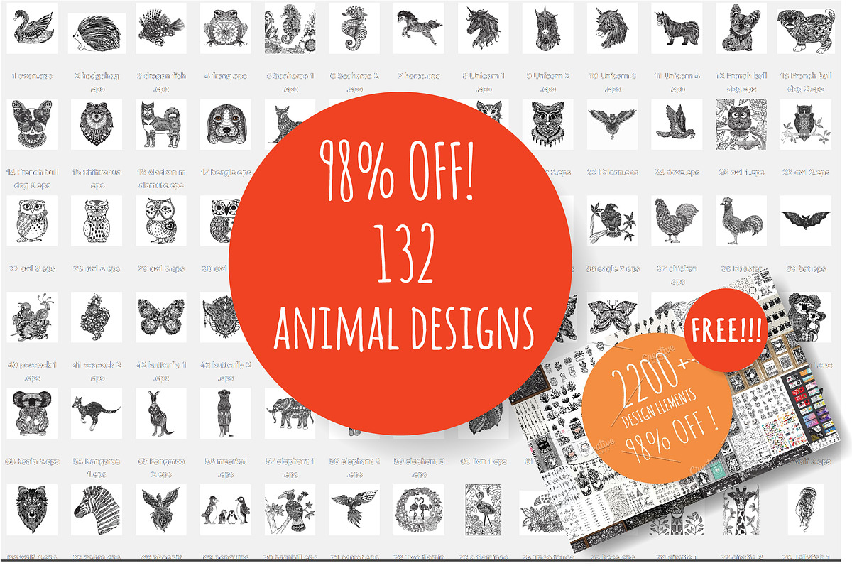 98% OFF Animal set and big bundle, an Animal Illustration by Somjai King (Photo 1 of 15)