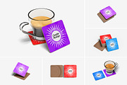 Square Coaster Mockup, a Cups & Container Mockup by Graphic Deal (Thumbnail 1 of 8)