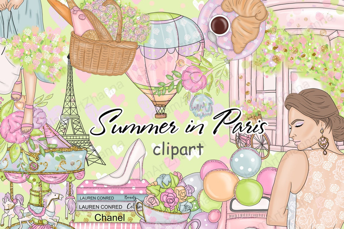 Summer In Paris Clipart, an Illustration by GlamArtZhanna (Photo 1 of 4)