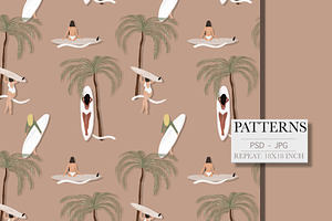 Surf Wear Tropical Palms Pattern