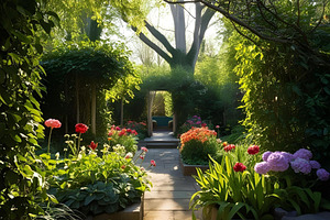 Elegant garden with sun, a Nature Photo by ComfortQ