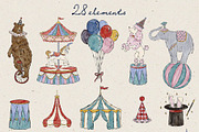 Vintage Watercolor Circus Clipart, an Object Illustration by Teresa Art Store (Thumbnail 5 of 9)