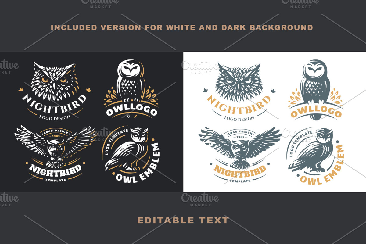 Owl logo set, a Branding & Logo Template by SODESIGN (Photo 2 of 2)