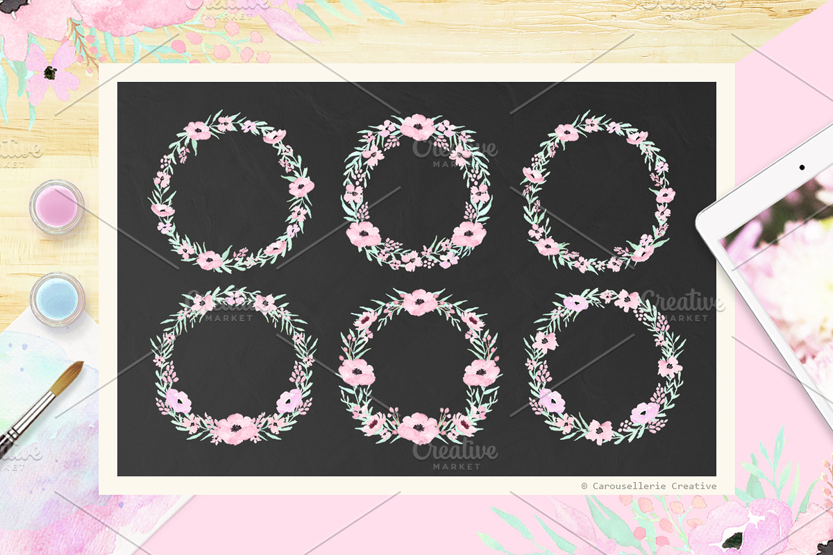 Pinkish Blooms - Watercolor Flowers, an Illustration by Carousellerie Creative (Photo 3 of 6)