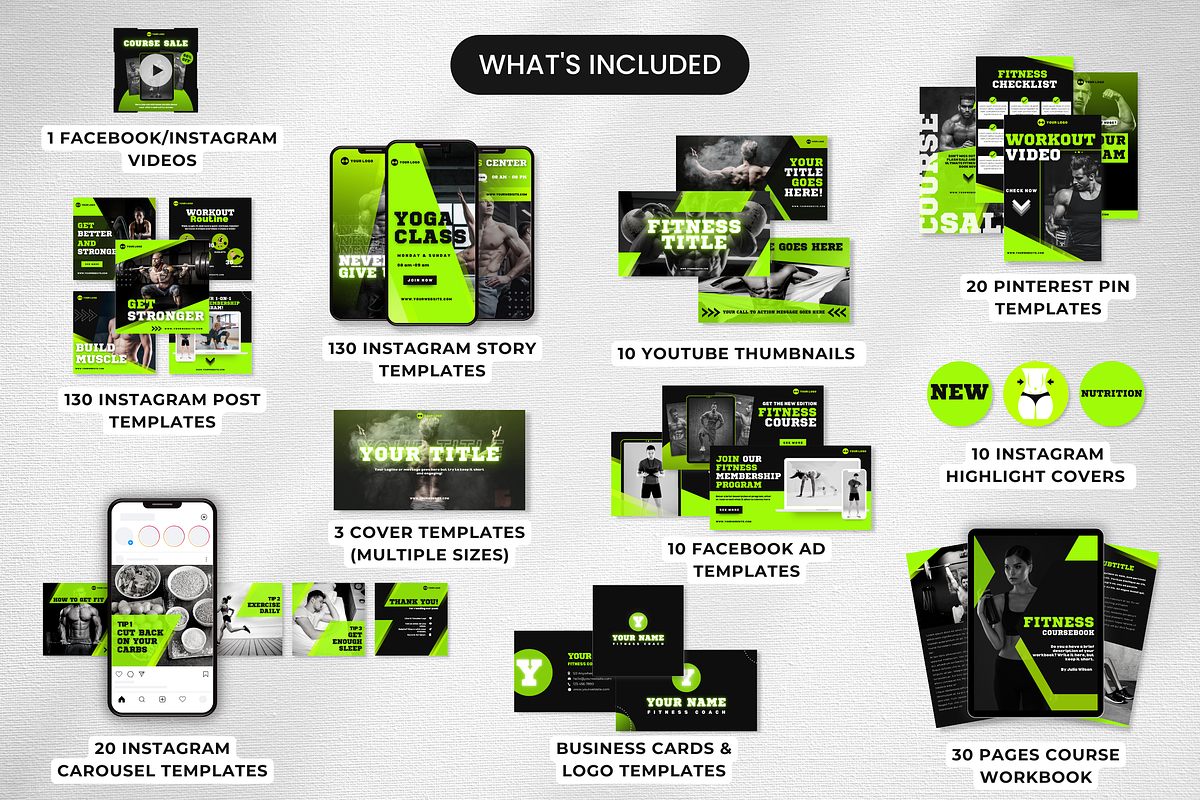 Fitness Coach Social Media Bundle, a Social Media Template by DigiPax (Photo 2 of 10)