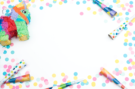 Party Invite Pinata Confetti Flatlay