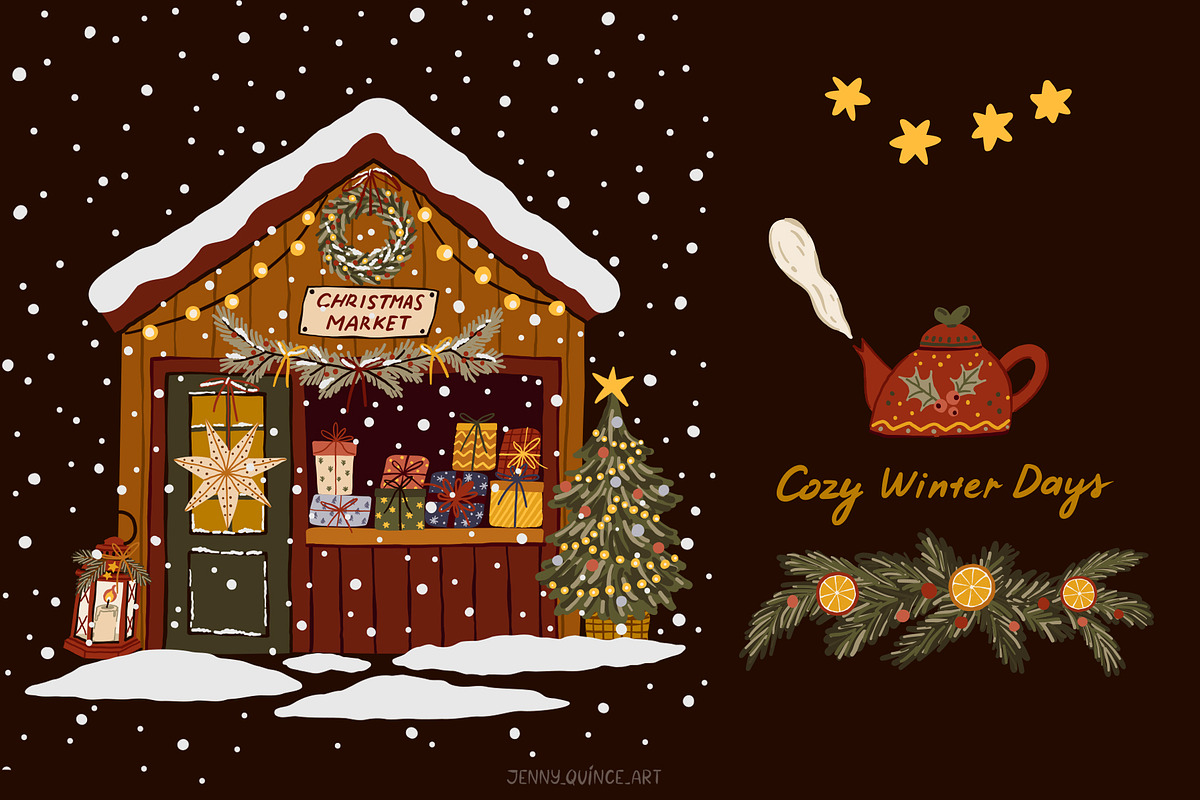Cozy Christmas – Vector Clipart, a Seasonal Illustration by Jenny Quince (Photo 12 of 14)
