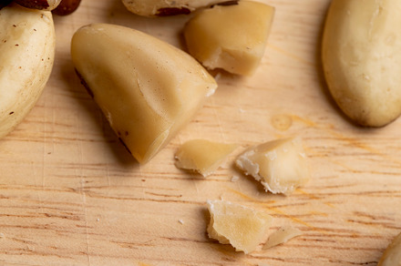High-quality Brazil nuts peeled from the shell on the table, a Photo by MyPhotos