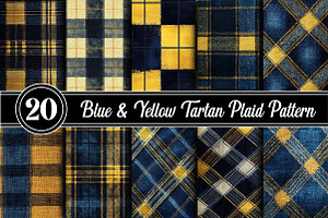 Blue & Yellow Tartan Plaid Pattern, an Illustration by RobertsArt