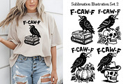 F-CAW-F Crow Sublimation PNG Set2, an Animal Illustration by Heather Green Designs (Thumbnail 1 of 9)