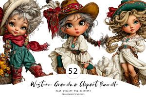Western Grandma Clipart Bundle, a Seasonal Illustration by CreationArt