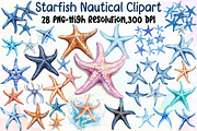 Watercolor Starfish Nautical Clipart, an Illustration by Sublimation Artist (Thumbnail 1 of 6)