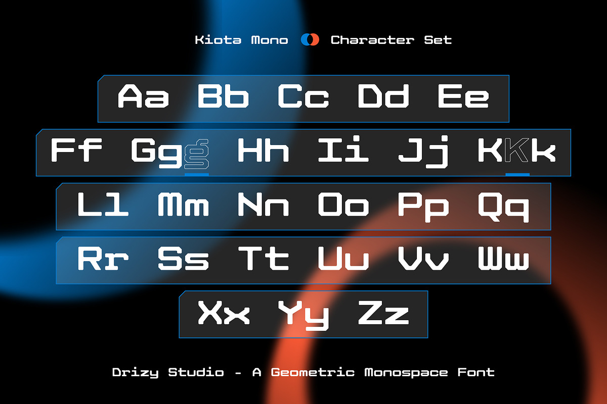 Kiota Mono – Geometric Monospace, a Sans Serif Font by Drizy (Photo 4 of 10)