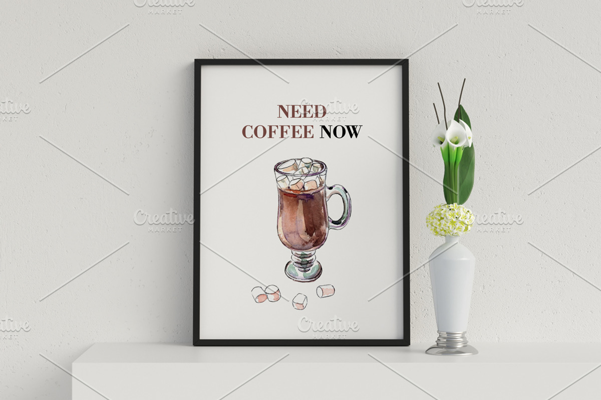 Watercolor coffee set-4, a Food Illustration by miminoshka (Photo 7 of 9)