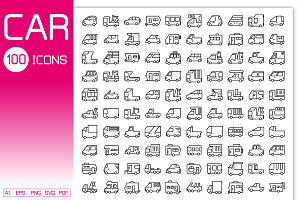 Car, Motorhome, Van and Truck Icons, an Outline Icon by Designfour