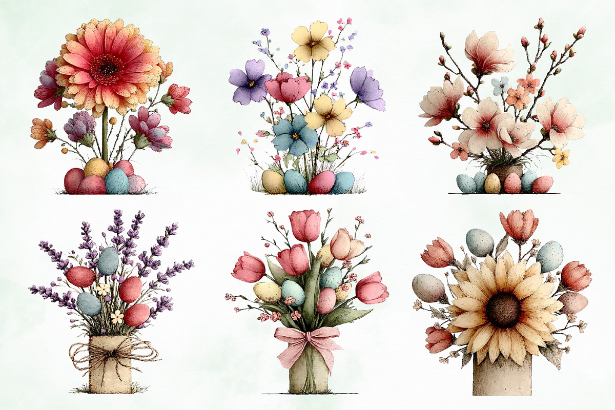Whimsical Easter Flowers Png Clipart, an Illustration by Creative Art (Photo 4 of 8)