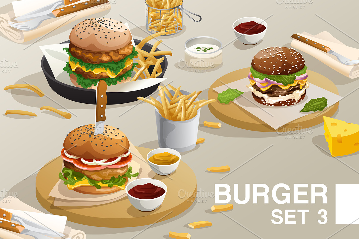 Big Set of Burgers 03, an Object Graphic by Daraon