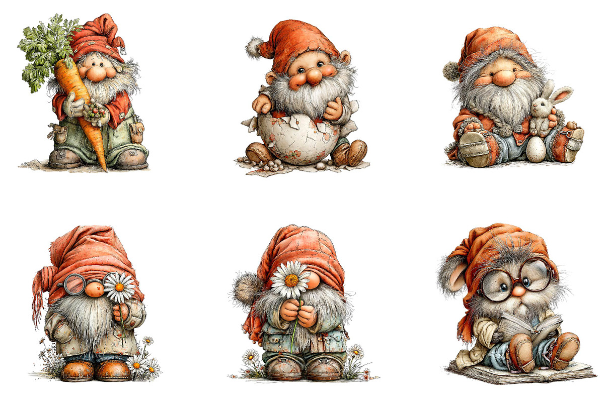 Whimsical Easter Gnome Clipart, an Illustration by CreationArt (Photo 4 of 7)