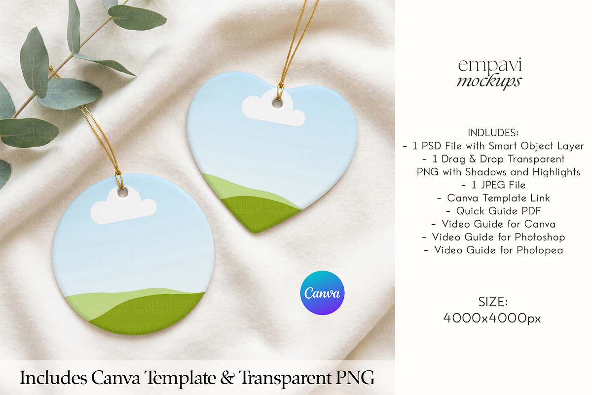 Heart and Round Ornament, a Household Mockup by EmpaviMockups (Photo 3 of 5)