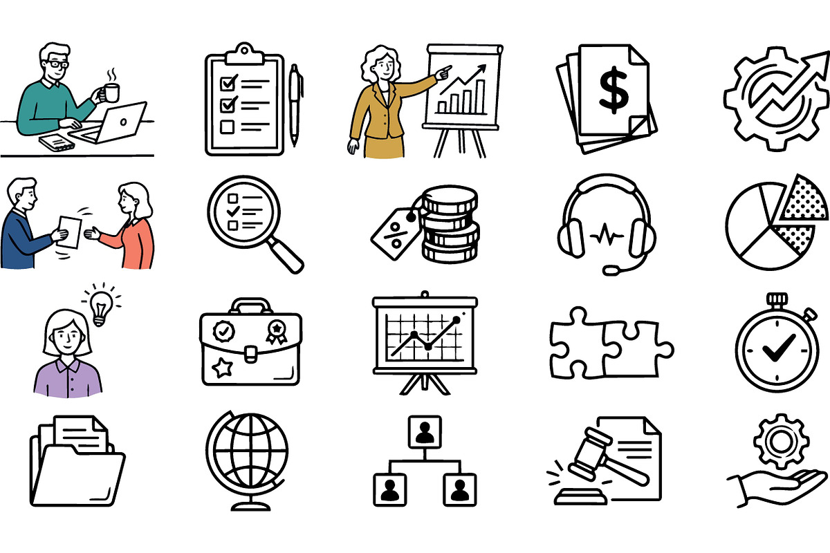 Business Office Icon Set, an Illustration by designvectx (Photo 2 of 3)